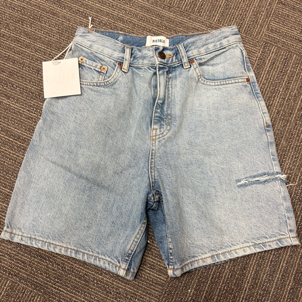 NWT pistola kennedy mid rise cut off denim shorts 26 in saint vincent
